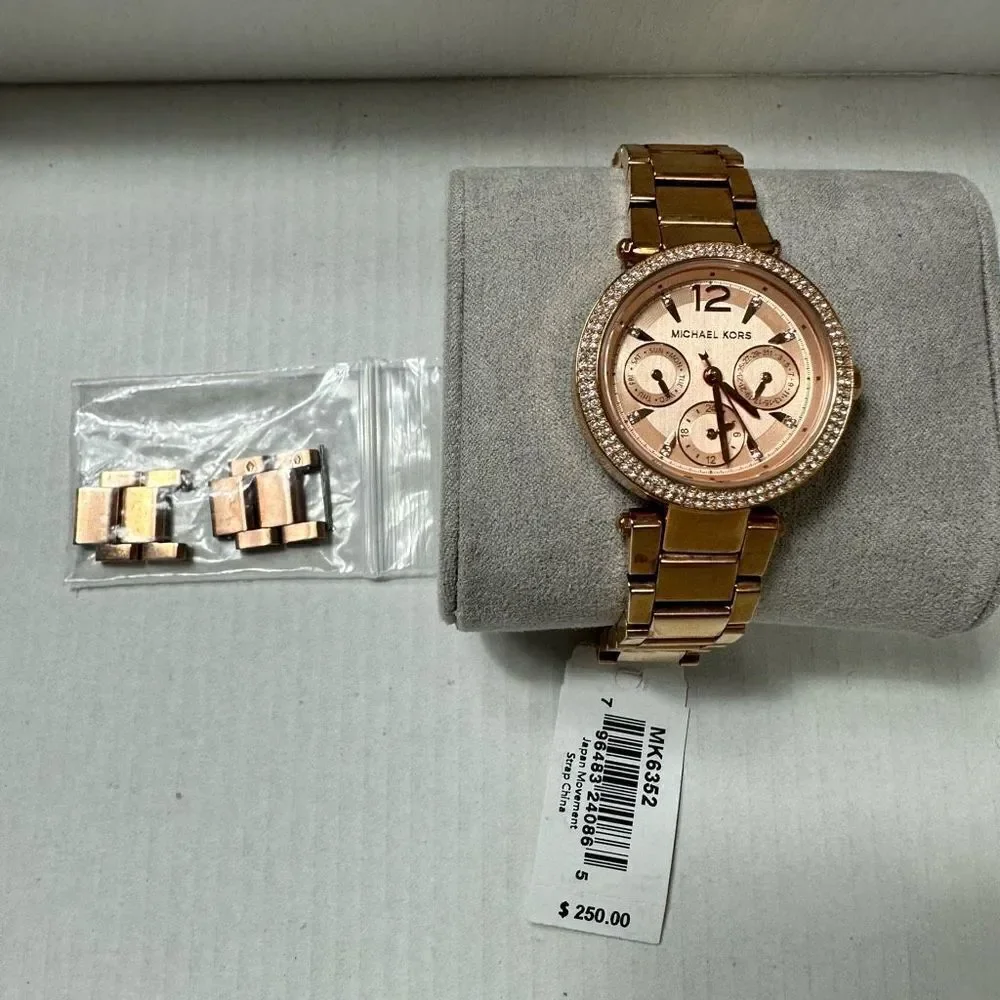 Michael Kors Mini Parker Rose Gold Watch - MK6352 EUC - Battery Replaced -A709